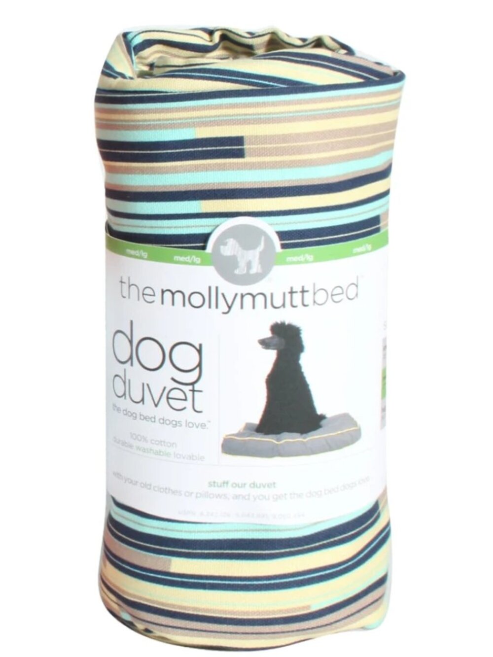Molly Mutt 100% Cotton Duvet For Dog Bed Pattern "I Don't Like Mondays" Stripes
